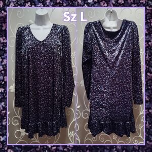 WOMENS VELOUR FLORAL DRESS SIZE L